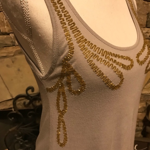 Romeo and Juliet Couture Gold Beaded Tank Small - Picture 4 of 7